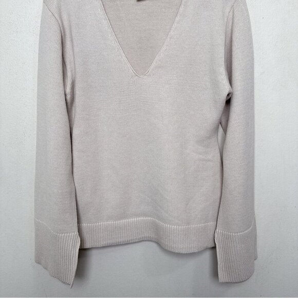 H&M Womens Small Vneck Beige Wool Soft Chunky Sweater - Picture 5 of 11